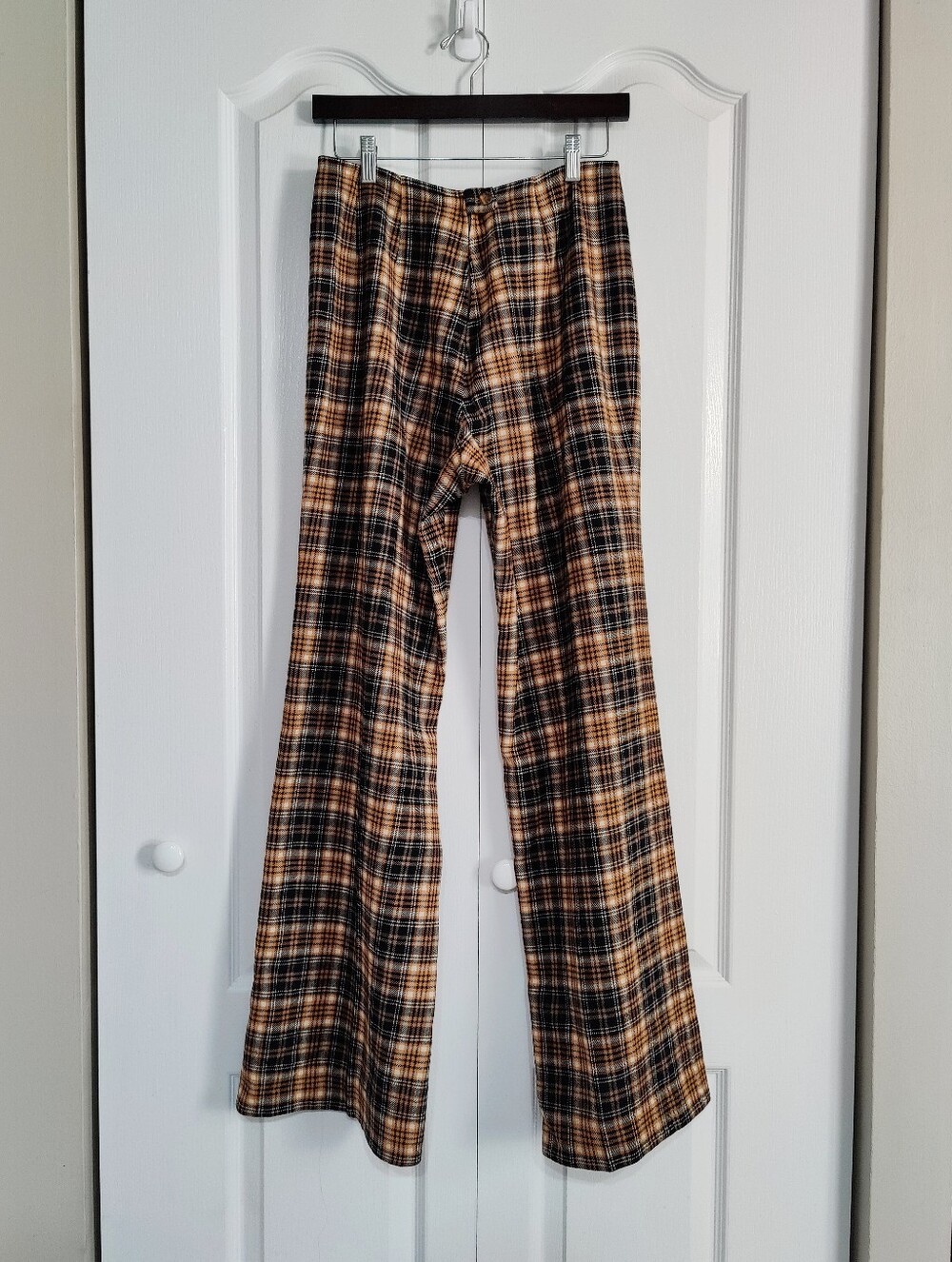 Vintage Pendleton Wool Plaid Wide Leg Pants High Waisted Amber Gold Medium USA - Picture 10 of 16